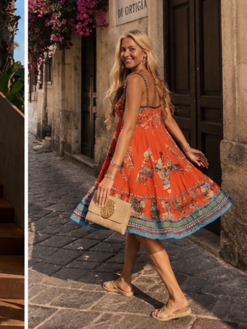 Alemais Orange Printed Mini Sundress Best color  for Fall - Picture 2 of 11